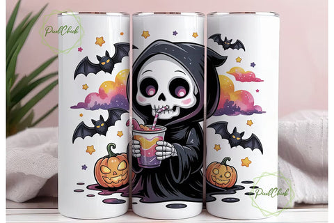 Kawaii Grim Reaper 20oz Tumbler Wrap Sublimation PixelChick 