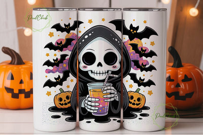 Kawaii Grim Reaper 20oz Tumbler Wrap Sublimation PixelChick 