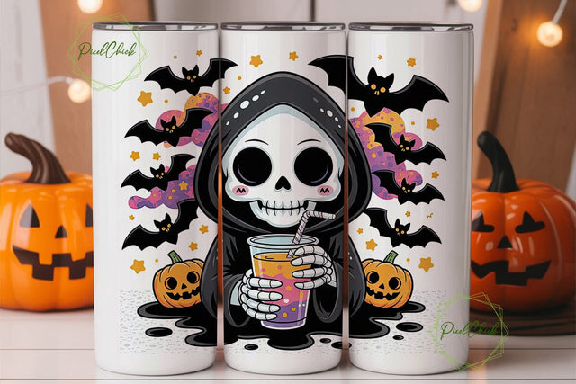 Kawaii Grim Reaper 20oz Tumbler Wrap Sublimation PixelChick 