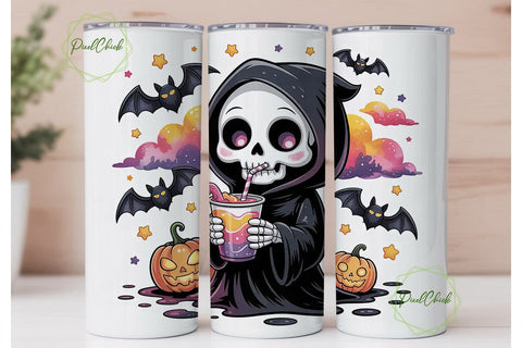 Kawaii Grim Reaper 20oz Tumbler Wrap Sublimation PixelChick 
