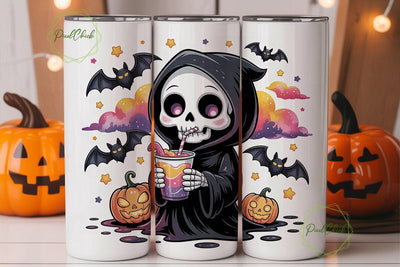Kawaii Grim Reaper 20oz Tumbler Wrap Sublimation PixelChick 
