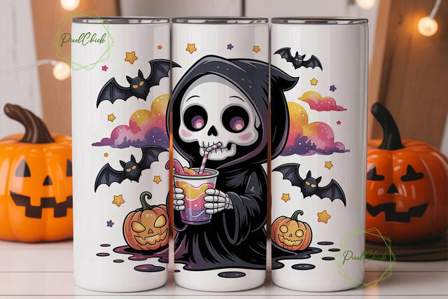Kawaii Grim Reaper 20oz Tumbler Wrap Sublimation PixelChick 