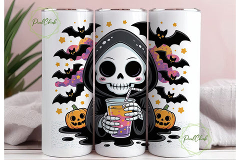 Kawaii Grim Reaper 20oz Tumbler Wrap Sublimation PixelChick 