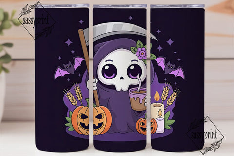 Kawaii Grim Reaper 20oz Tumbler Wrap Sublimation sassyprint 