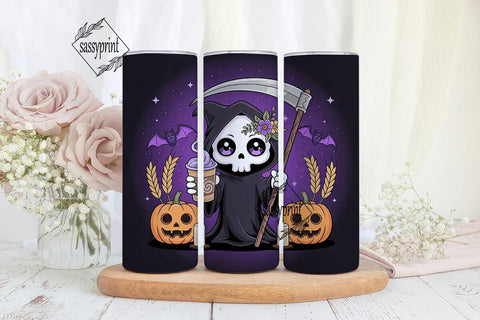 Kawaii Grim Reaper 20oz Tumbler Wrap Sublimation sassyprint 