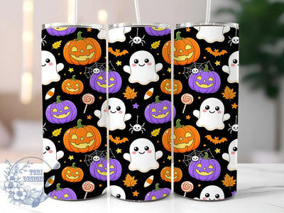 Kawaii Halloween 20oz Tumbler, Kawaii Halloween, Cute Ghosts, 20oz Wrap, Pastel Spooky, Whimsical Style, Sublimation Tumbler, Festive Pattern Sublimation ToriDesigns 