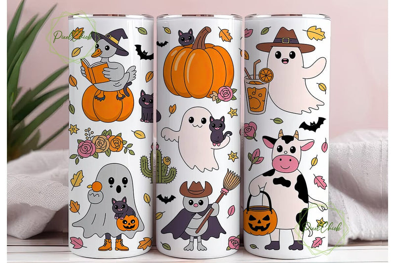 Kawaii Halloween 20oz Tumbler Wrap Sublimation PixelChick 