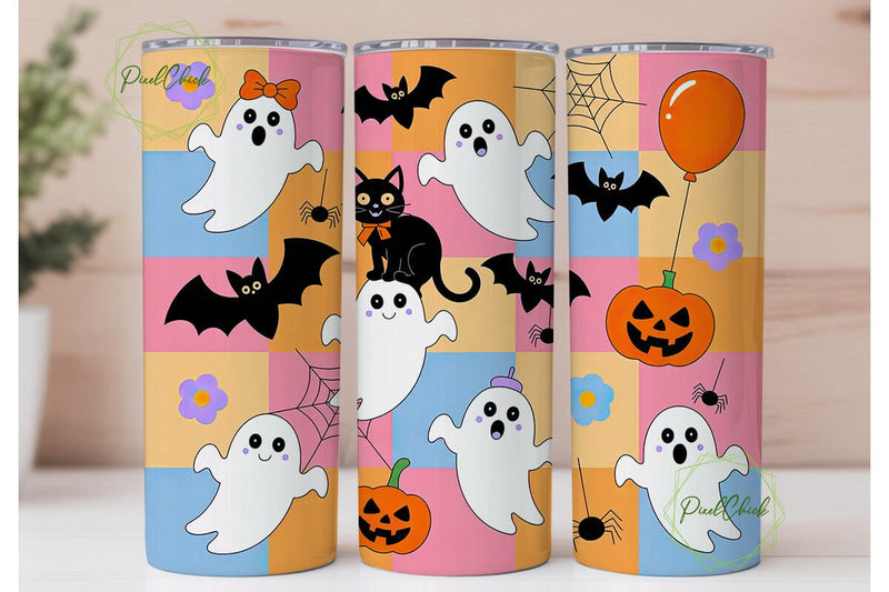 Kawaii Halloween 20oz Tumbler Wrap Sublimation PixelChick 