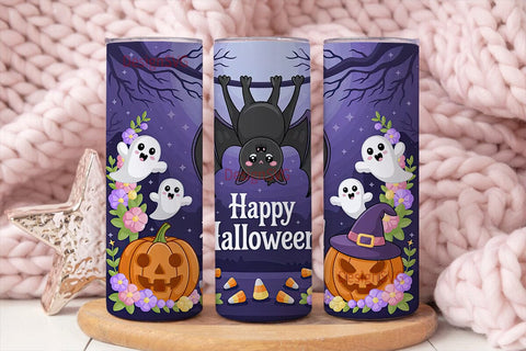 Kawaii Halloween Bat 20oz Tumbler Wrap Sublimation DesignSVG 