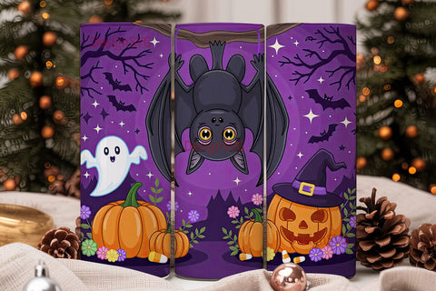Kawaii Halloween Bat 20oz Tumbler Wrap Sublimation DesignSVG 