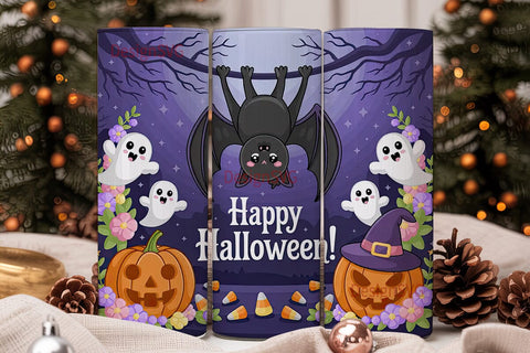 Kawaii Halloween Bat 20oz Tumbler Wrap Sublimation DesignSVG 
