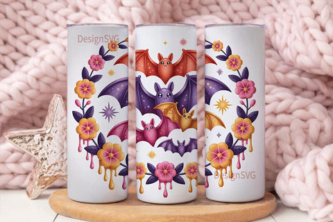 Kawaii Halloween Bats 20oz Tumbler Wrap Sublimation DesignSVG 