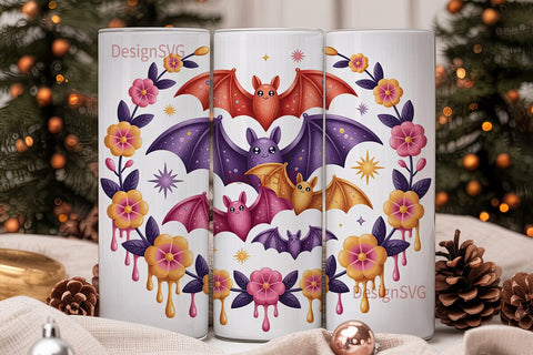 Kawaii Halloween Bats 20oz Tumbler Wrap Sublimation DesignSVG 