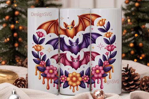 Kawaii Halloween Bats 20oz Tumbler Wrap Sublimation DesignSVG 