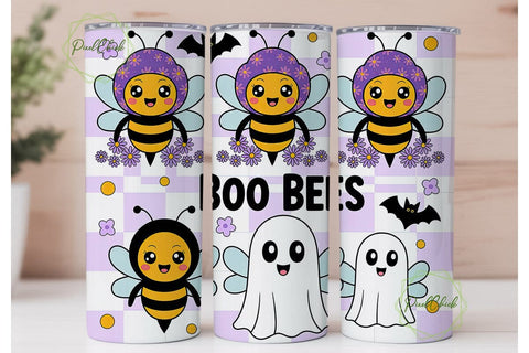 Kawaii Halloween Bees 20oz Tumbler Wrap Sublimation PixelChick 