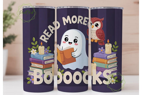 Kawaii Halloween Books Tumbler Wrap Sublimation PixelChick 