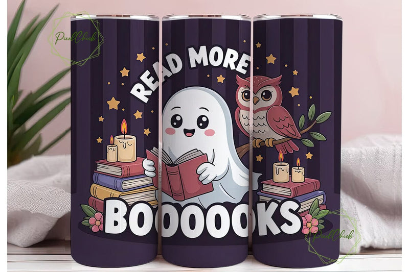 Kawaii Halloween Books Tumbler Wrap Sublimation PixelChick 