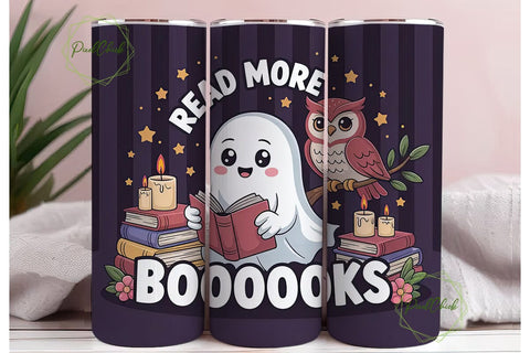 Kawaii Halloween Books Tumbler Wrap Sublimation PixelChick 