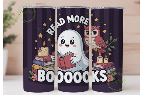 Kawaii Halloween Books Tumbler Wrap Sublimation PixelChick 