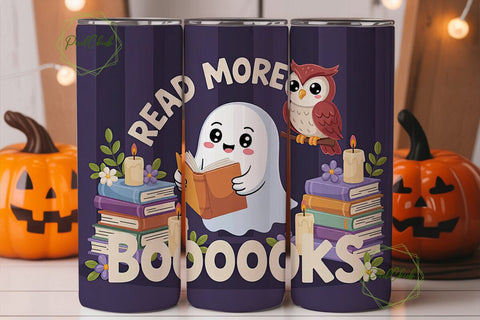 Kawaii Halloween Books Tumbler Wrap Sublimation PixelChick 
