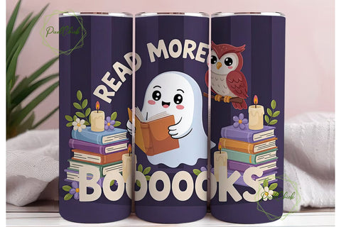 Kawaii Halloween Books Tumbler Wrap Sublimation PixelChick 