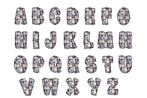 Kawaii Halloween Cat Doodle Letters Sublimation BijouBay 