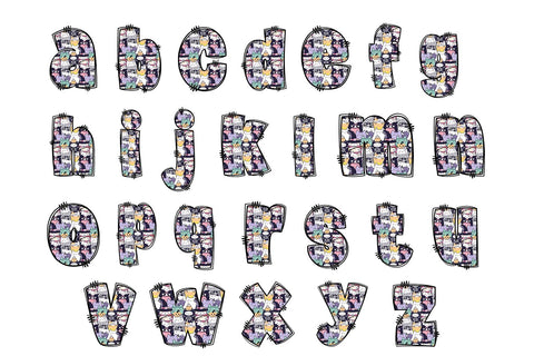 Kawaii Halloween Cat Doodle Letters Sublimation BijouBay 