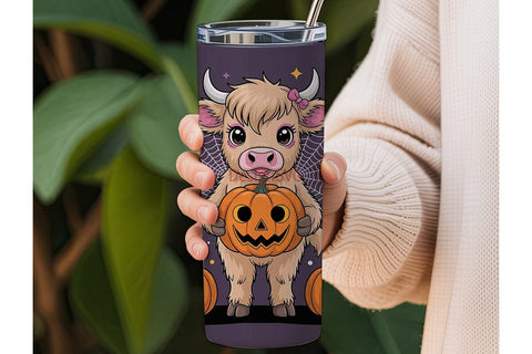 Kawaii Halloween Cow 20oz Tumbler Wrap Sublimation DesignSVG 