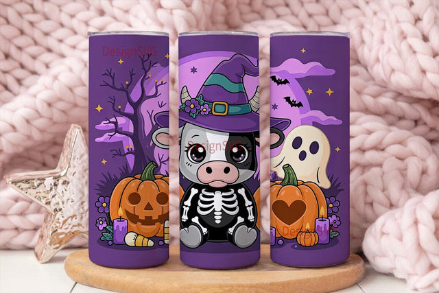 Kawaii Halloween Cow 20oz Tumbler Wrap Sublimation DesignSVG 