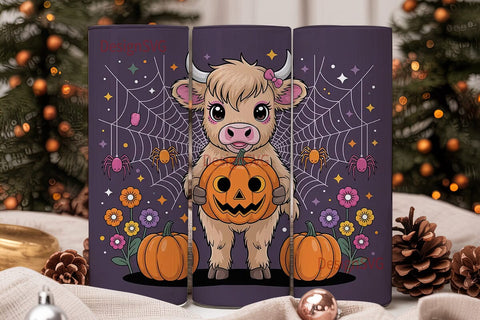 Kawaii Halloween Cow 20oz Tumbler Wrap Sublimation DesignSVG 