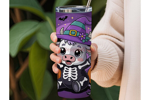 Kawaii Halloween Cow 20oz Tumbler Wrap Sublimation DesignSVG 