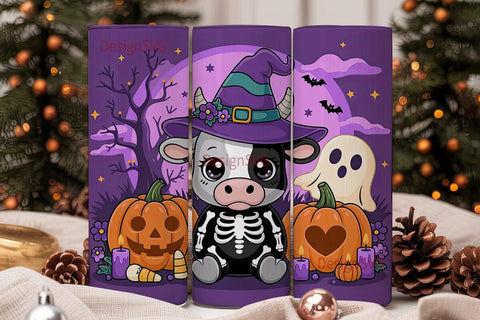 Kawaii Halloween Cow 20oz Tumbler Wrap Sublimation DesignSVG 