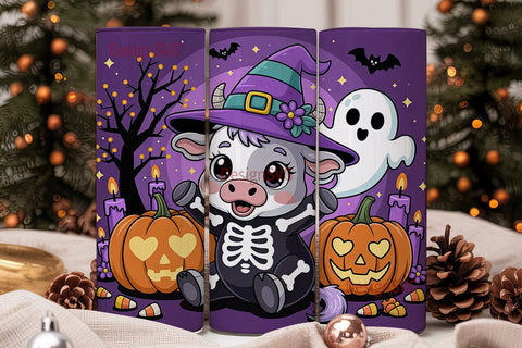 Kawaii Halloween Cow 20oz Tumbler Wrap Sublimation DesignSVG 