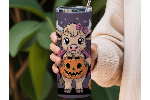 Kawaii Halloween Cow 20oz Tumbler Wrap Sublimation DesignSVG 