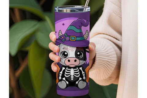 Kawaii Halloween Cow 20oz Tumbler Wrap Sublimation DesignSVG 
