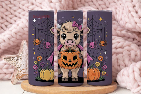 Kawaii Halloween Cow 20oz Tumbler Wrap Sublimation DesignSVG 