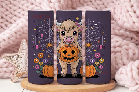 Kawaii Halloween Cow 20oz Tumbler Wrap Sublimation DesignSVG 
