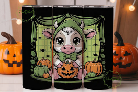 Kawaii Halloween Cow 20oz Tumbler Wrap Sublimation PixelChick 