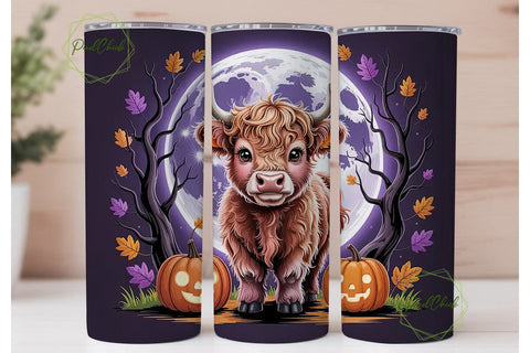 Kawaii Halloween Cow 20oz Tumbler Wrap Sublimation PixelChick 