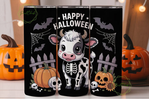 Kawaii Halloween Cow 20oz Tumbler Wrap Sublimation PixelChick 