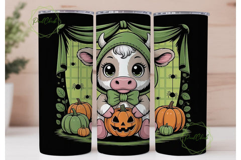 Kawaii Halloween Cow 20oz Tumbler Wrap Sublimation PixelChick 