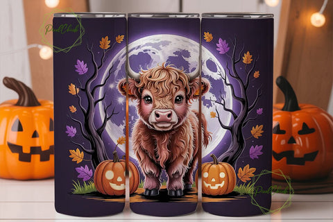 Kawaii Halloween Cow 20oz Tumbler Wrap Sublimation PixelChick 