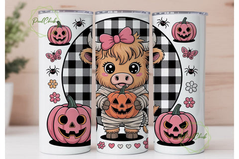 Kawaii Halloween Cow 20oz Tumbler Wrap Sublimation PixelChick 