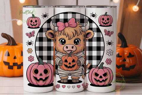 Kawaii Halloween Cow 20oz Tumbler Wrap Sublimation PixelChick 