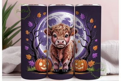 Kawaii Halloween Cow 20oz Tumbler Wrap Sublimation PixelChick 