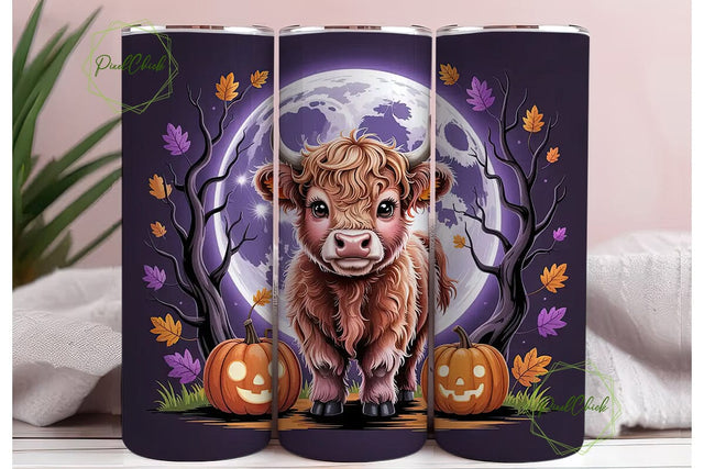 Kawaii Halloween Cow 20oz Tumbler Wrap Sublimation PixelChick 