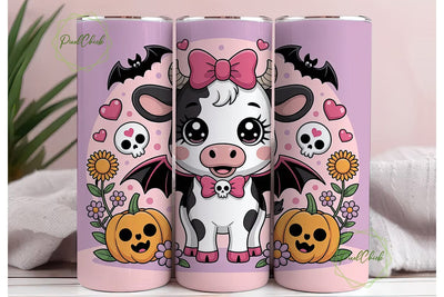 Kawaii Halloween Cow 20oz Tumbler Wrap Sublimation PixelChick 