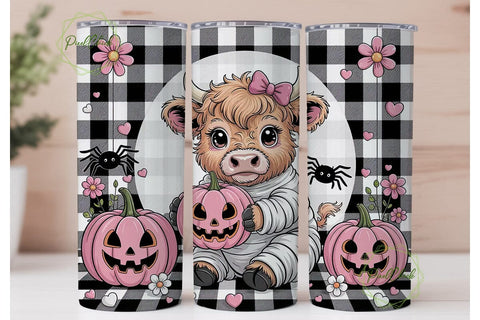 Kawaii Halloween Cow 20oz Tumbler Wrap Sublimation PixelChick 