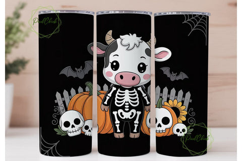 Kawaii Halloween Cow 20oz Tumbler Wrap Sublimation PixelChick 