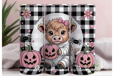 Kawaii Halloween Cow 20oz Tumbler Wrap Sublimation PixelChick 
